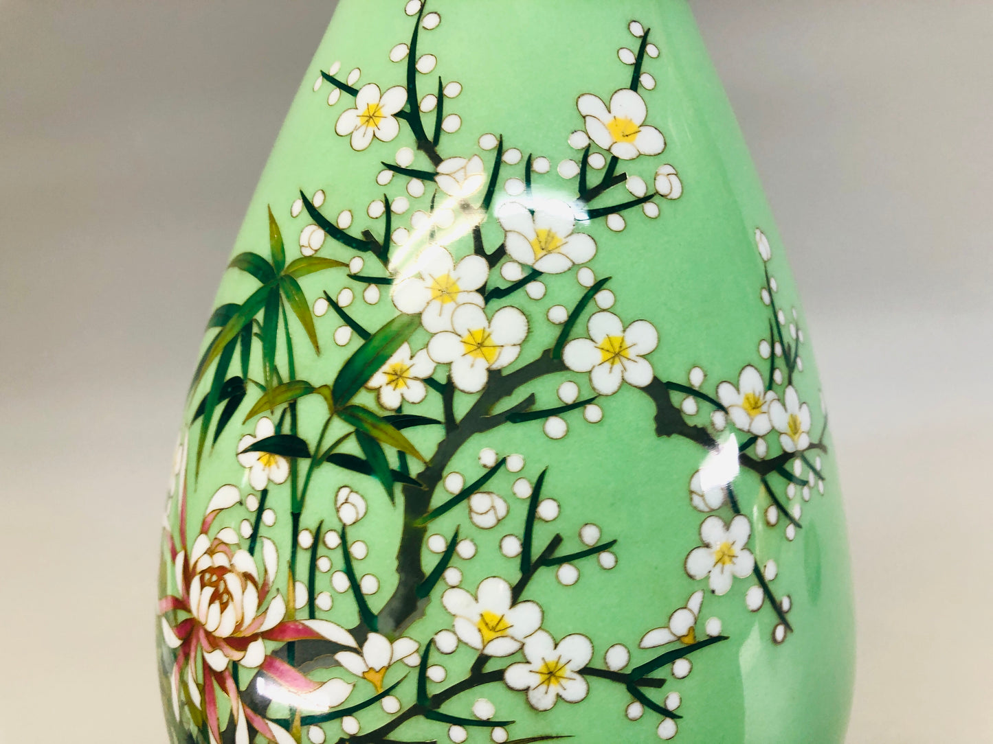 Y6451 [VIDEO] FLOWER VASE Cloisonne signed box Japan ikebana arrangement antique decor