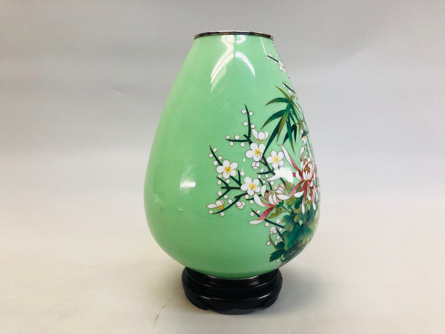 Y6451 [VIDEO] FLOWER VASE Cloisonne signed box Japan ikebana arrangement antique decor