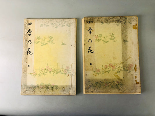 Y6456 [VIDEO] WOODBLOCK PRINT Book Flowers of the 4 seasons 2volumes Japan antique