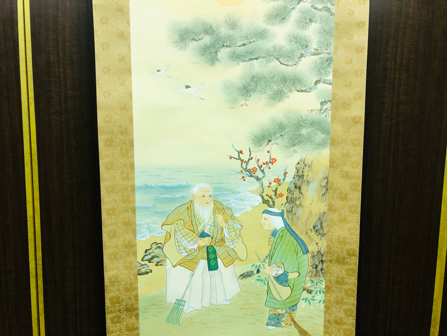 Y6466 [VIDEO] KAKEJIKU Takasago signed box Japan antique hanging scroll decor interior