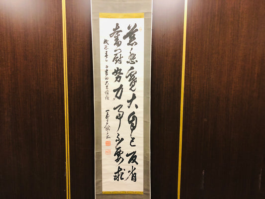 Y6473 [VIDEO] KAKEJIKU Calligraphy signed Japan antique hanging scroll decor interior
