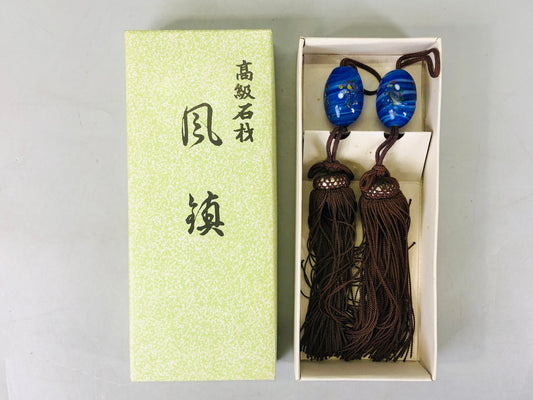 Y6483 「VIDEO] FUCHIN Glass box Japan antique kakejiku Hanging Scroll Weight tassel