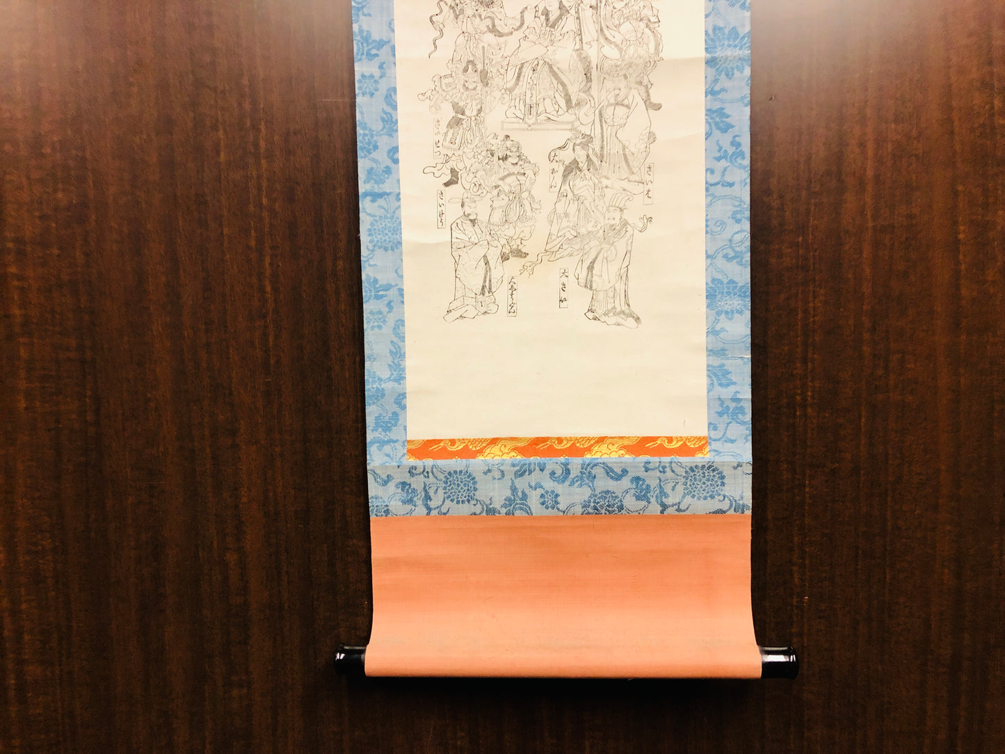 Y6522 [VIDEO] KAKEJIKU Buddhist painting woodblock print Japan antique hanging scroll