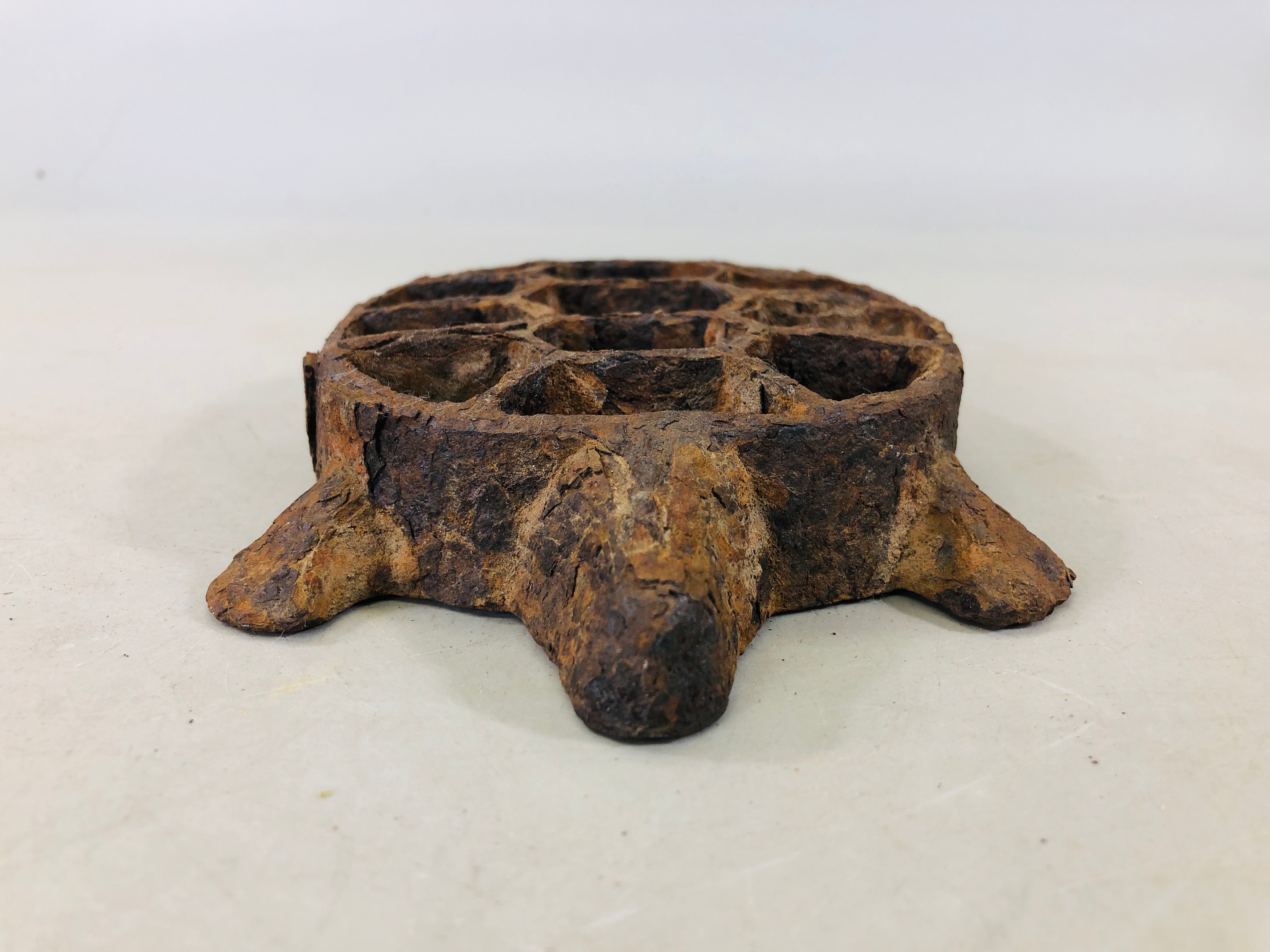 Y6555 [VIDEO] KENZAN Iron Turtle floral frog flower Japan antique