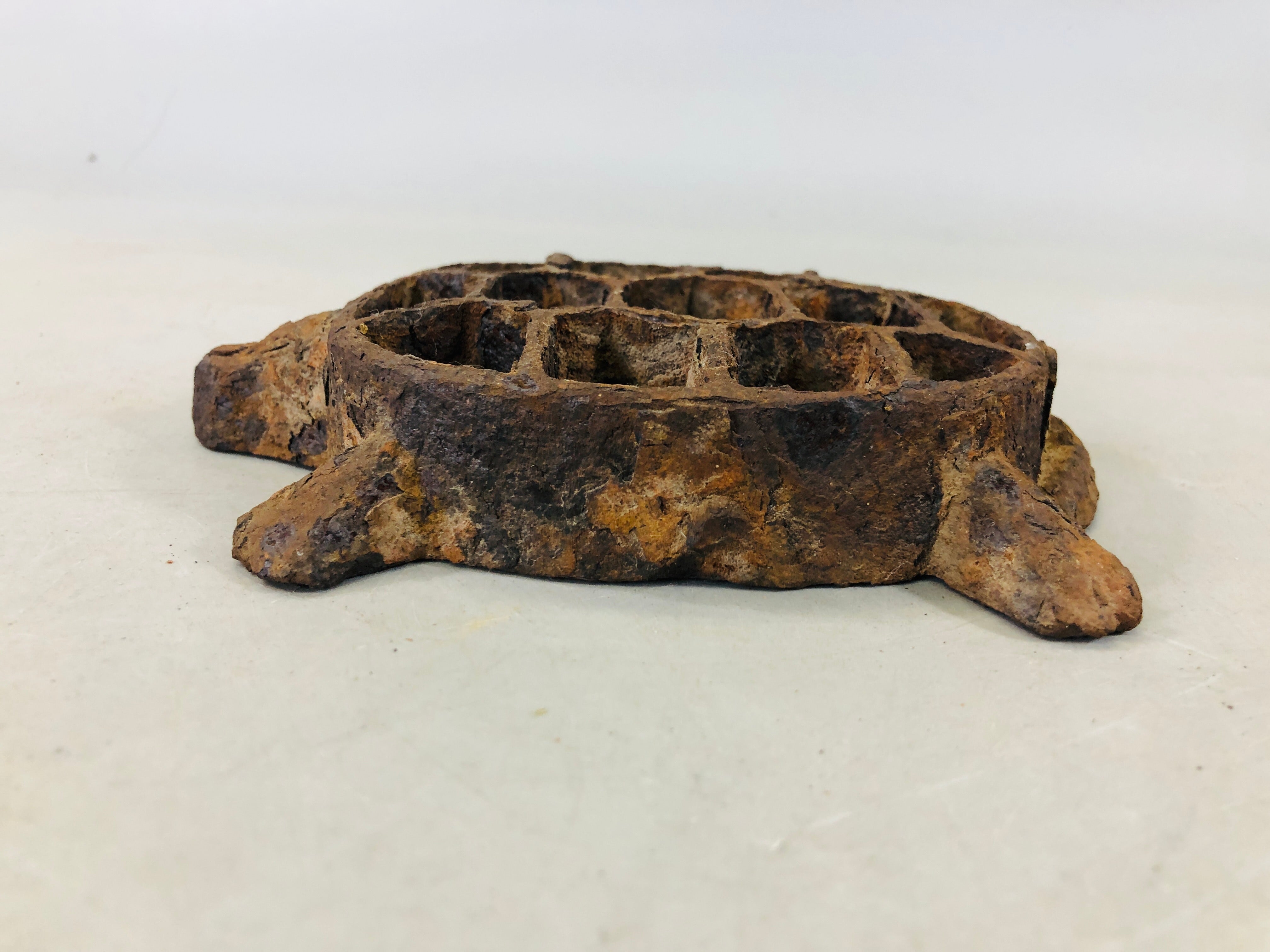 Y6555 [VIDEO] KENZAN Iron Turtle floral frog flower Japan antique