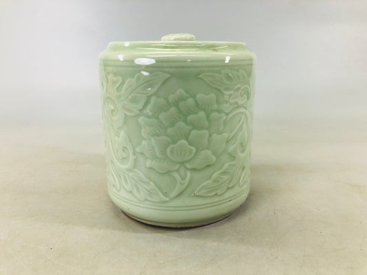 Y6556 [VIDEO] MIZUSASHI Celadon water pot Japan Tea Ceremony utensils container jar