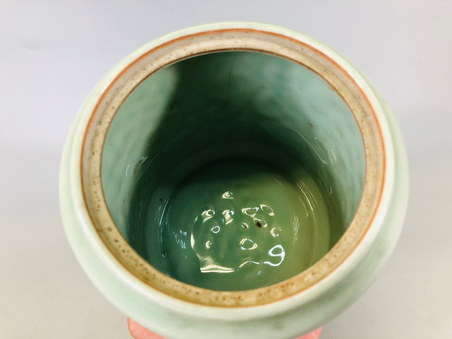 Y6556 [VIDEO] MIZUSASHI Celadon water pot Japan Tea Ceremony utensils container jar