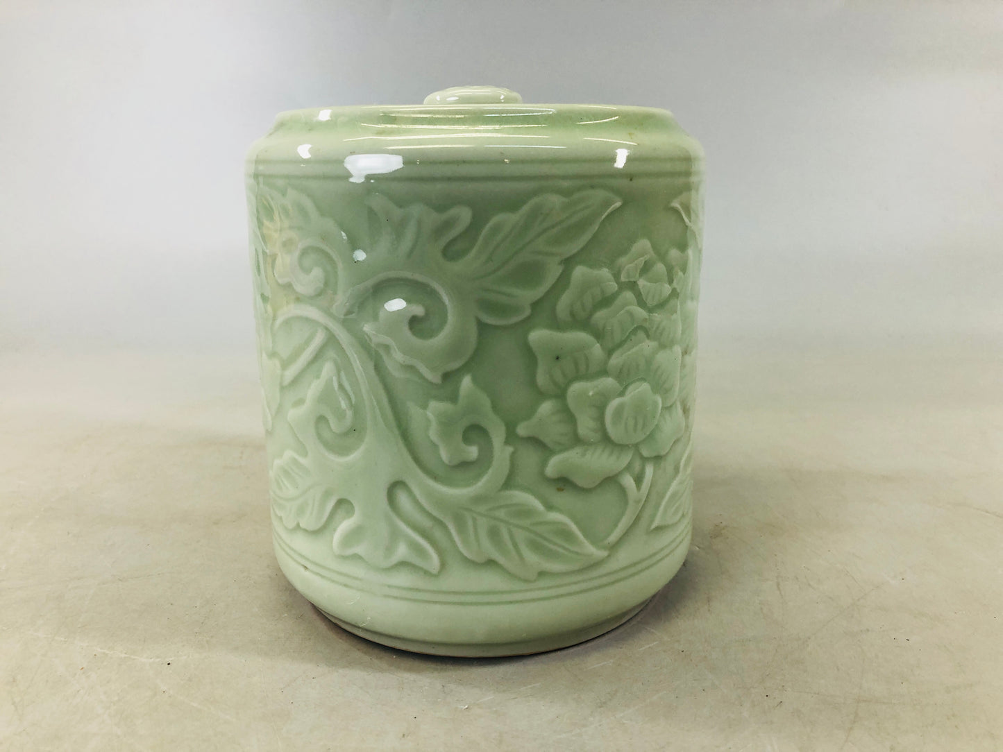 Y6556 [VIDEO] MIZUSASHI Celadon water pot Japan Tea Ceremony utensils container jar