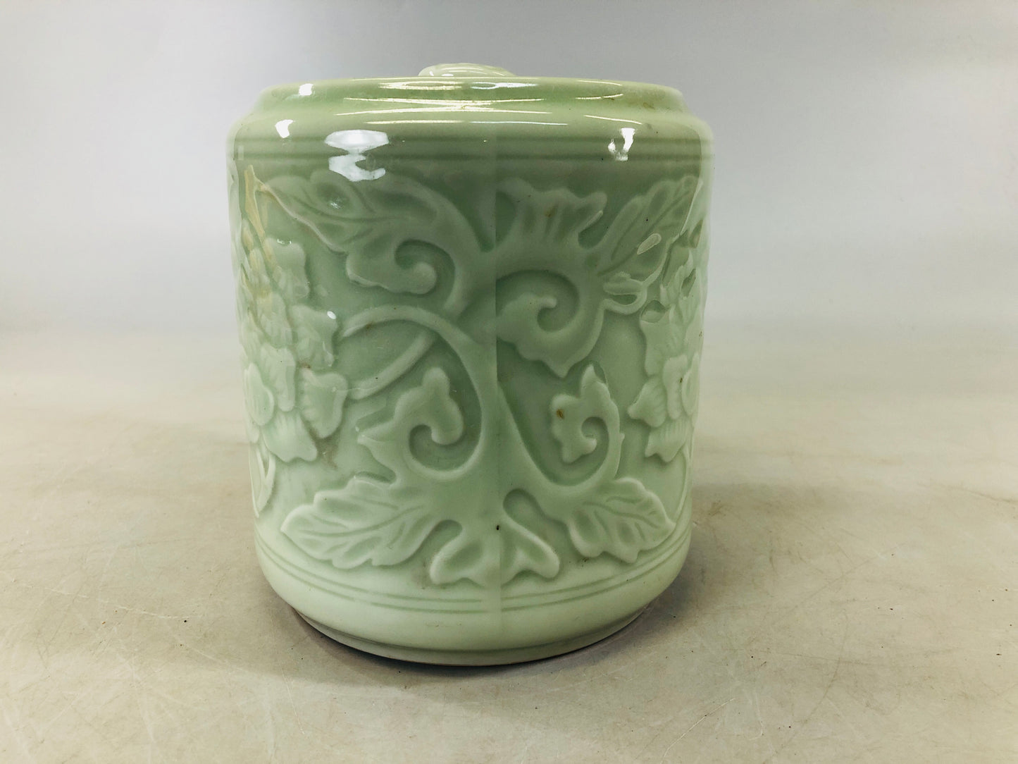 Y6556 [VIDEO] MIZUSASHI Celadon water pot Japan Tea Ceremony utensils container jar