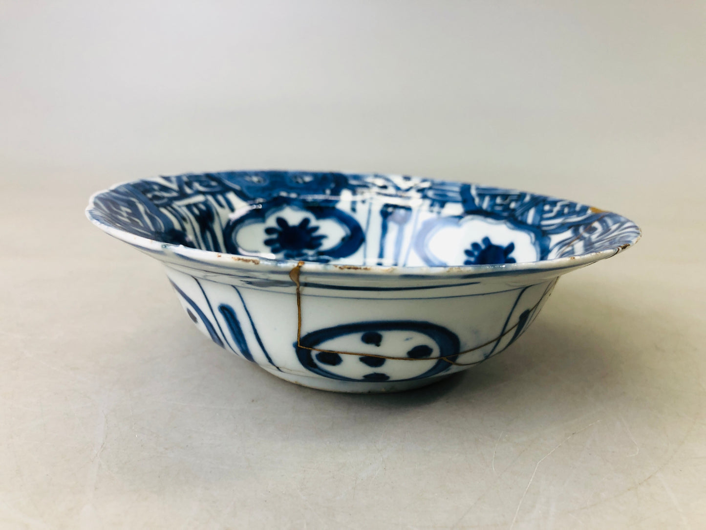 Y6567 [VIDEO] DISH Underglaze blue kintsugi plate bowl China Chinese art antique pottery