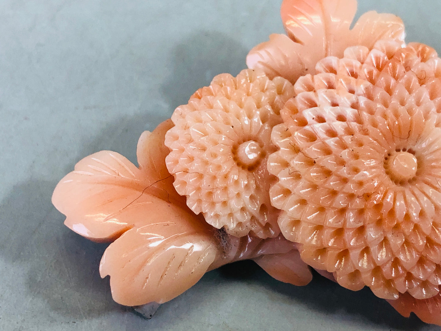 Y6584 [VIDEO] BROOCH Coral Flower Japan Kimono accessory antique trinket fashion pin