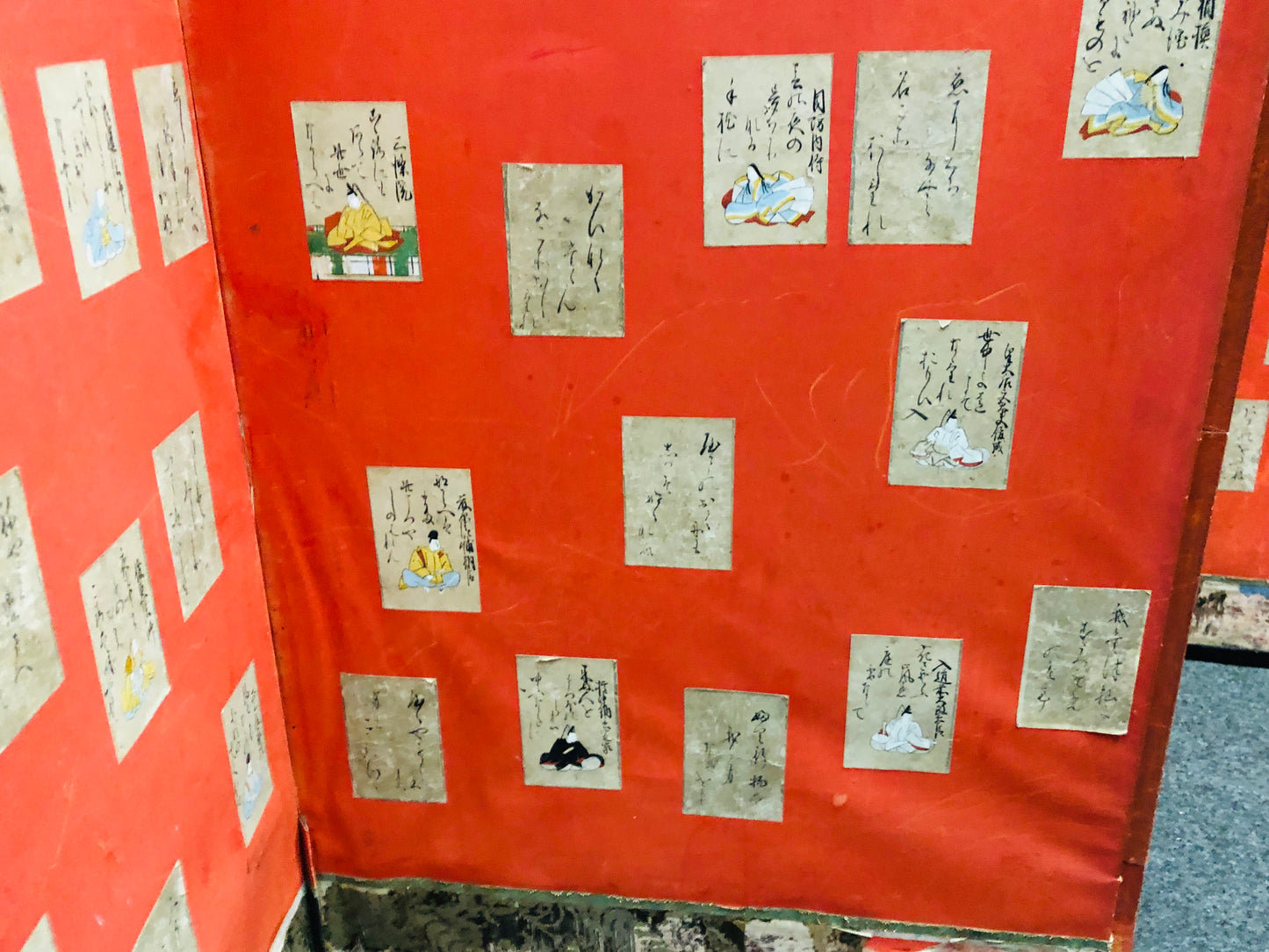 Y6598 [VIDEO] BYOUBU 6-fold Folding screen Hyakunin Isshu Japan antique decor interior