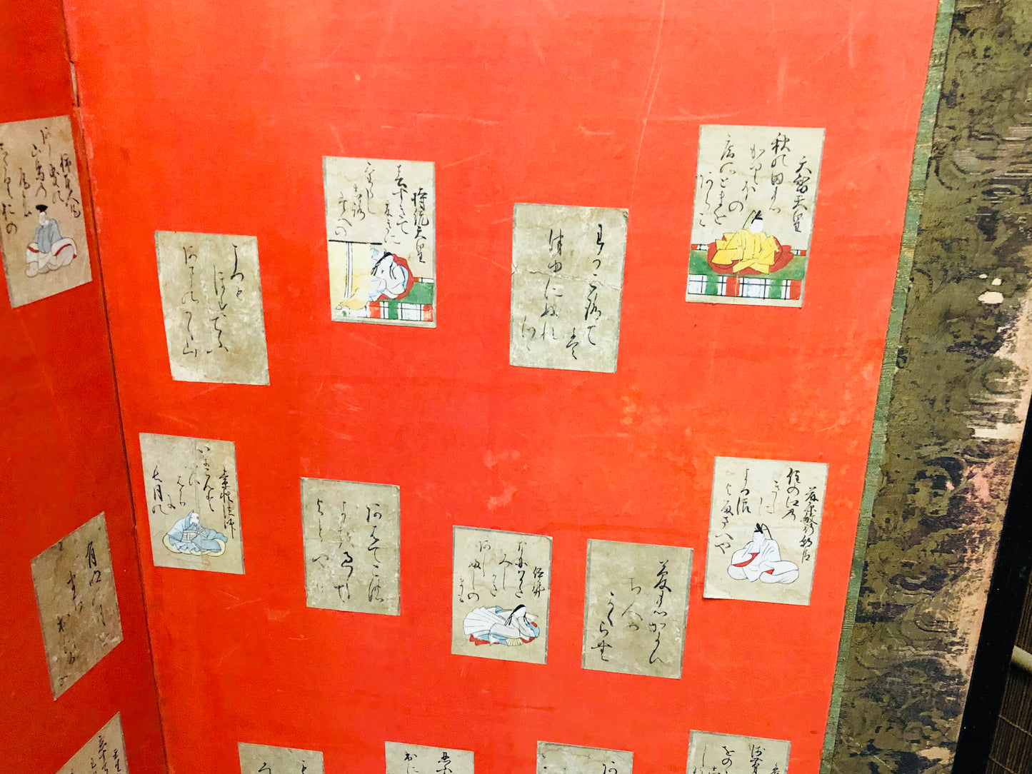 Y6598 [VIDEO] BYOUBU 6-fold Folding screen Hyakunin Isshu Japan antique decor interior