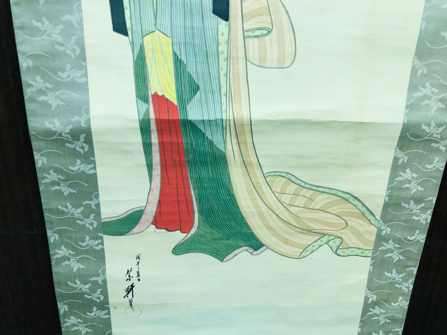 Y6602 [VIDEO] KAKEJIKU Beautiful woman signed Japan antique hanging scroll art interior