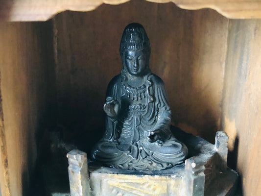 Y6607 [VIDEO] STATUE old copper Buddha figure small figurine Shrine Japan antique decor