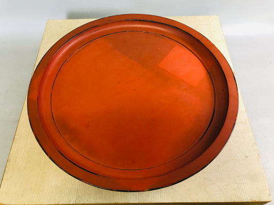 Y6621 「VIDEO] TRAY Negoro lacquer round large OBON OZEN  Japan antique tableware kitchen