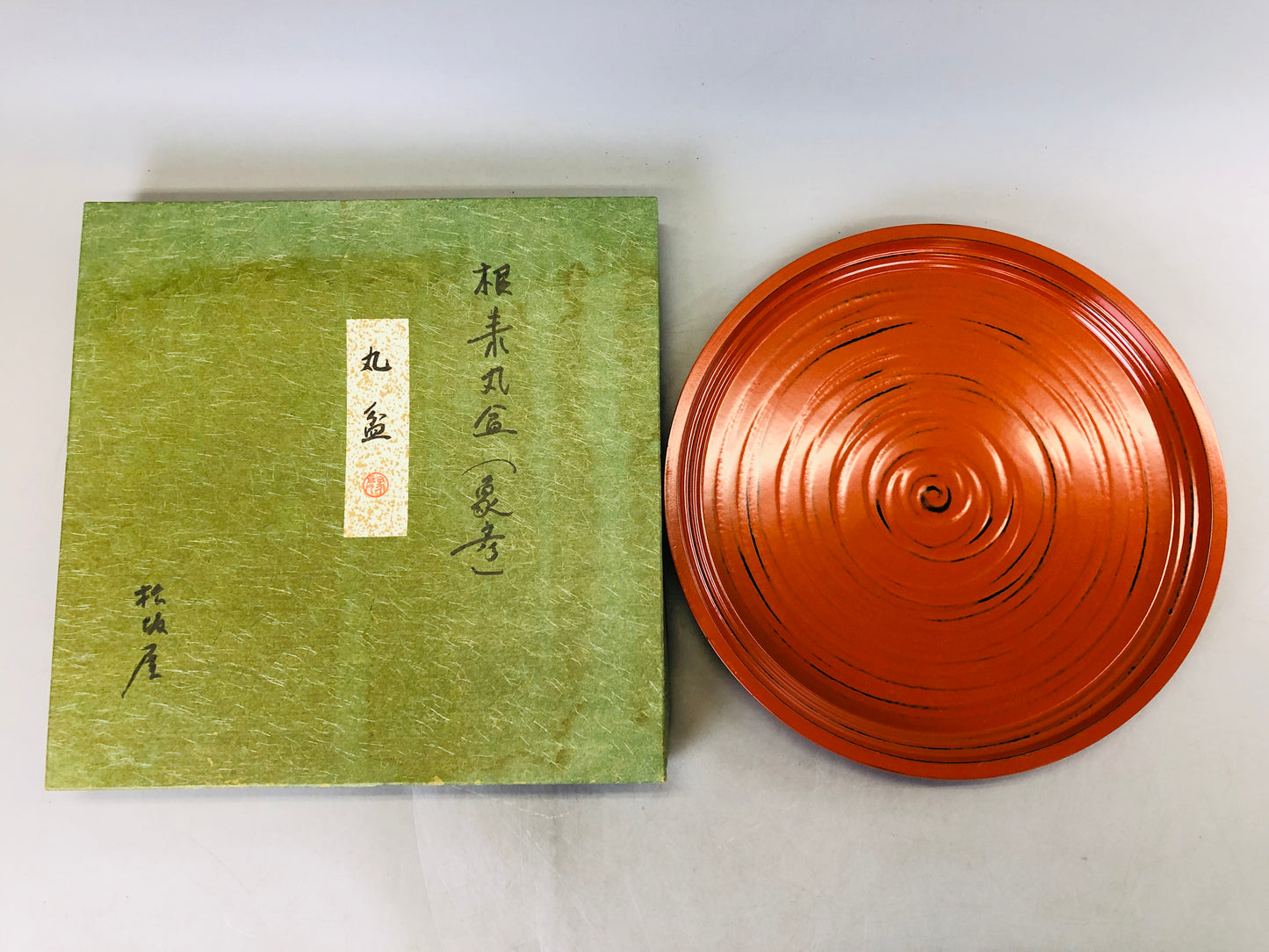 Y6629 [VIDEO] TRAY Negoro lacquer round OBON OZEN signed box Japan antique tableware