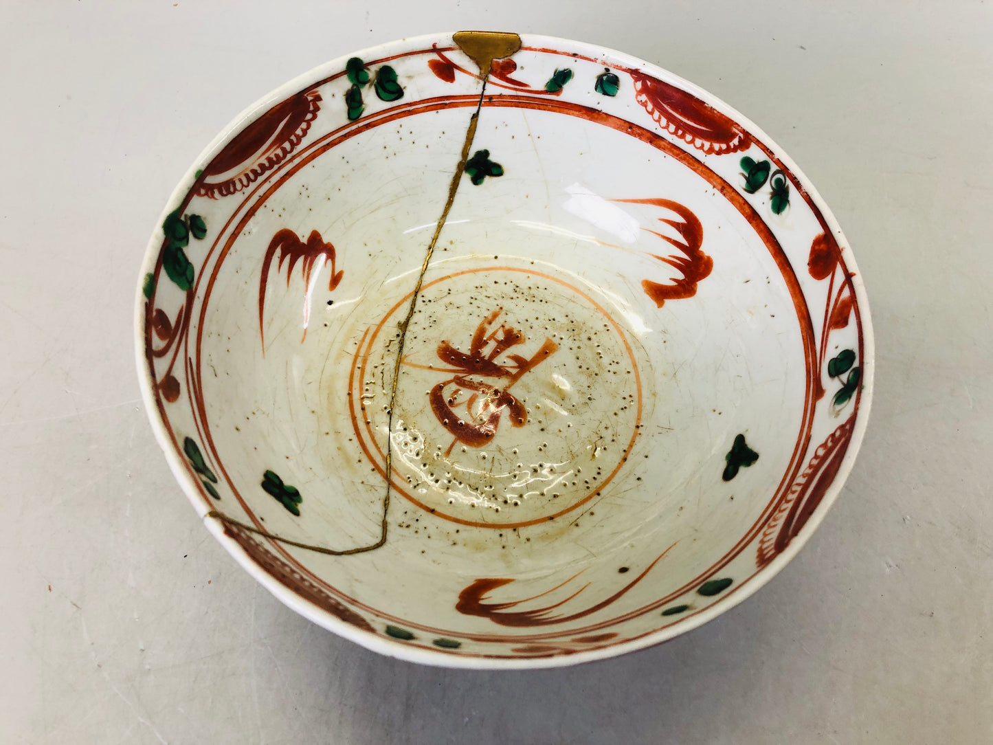 Y6633 [VIDEO] CHAWAN Gosu Akae large bowl kintsugi China pottery antique vintage