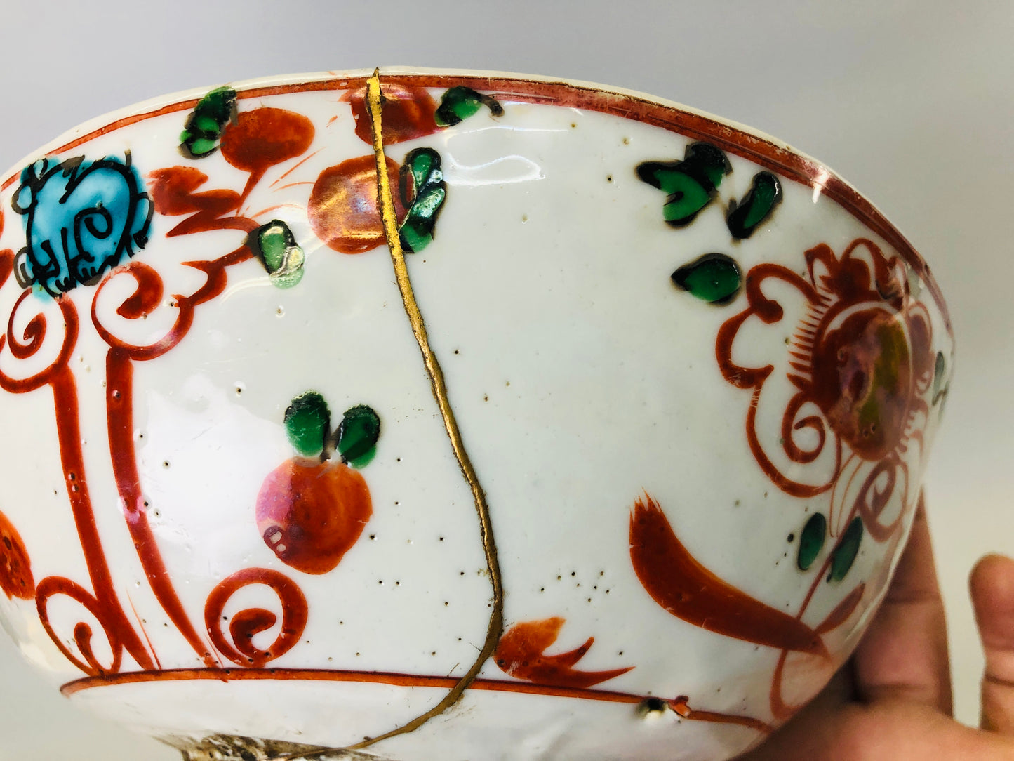 Y6633 [VIDEO] CHAWAN Gosu Akae large bowl kintsugi China pottery antique vintage