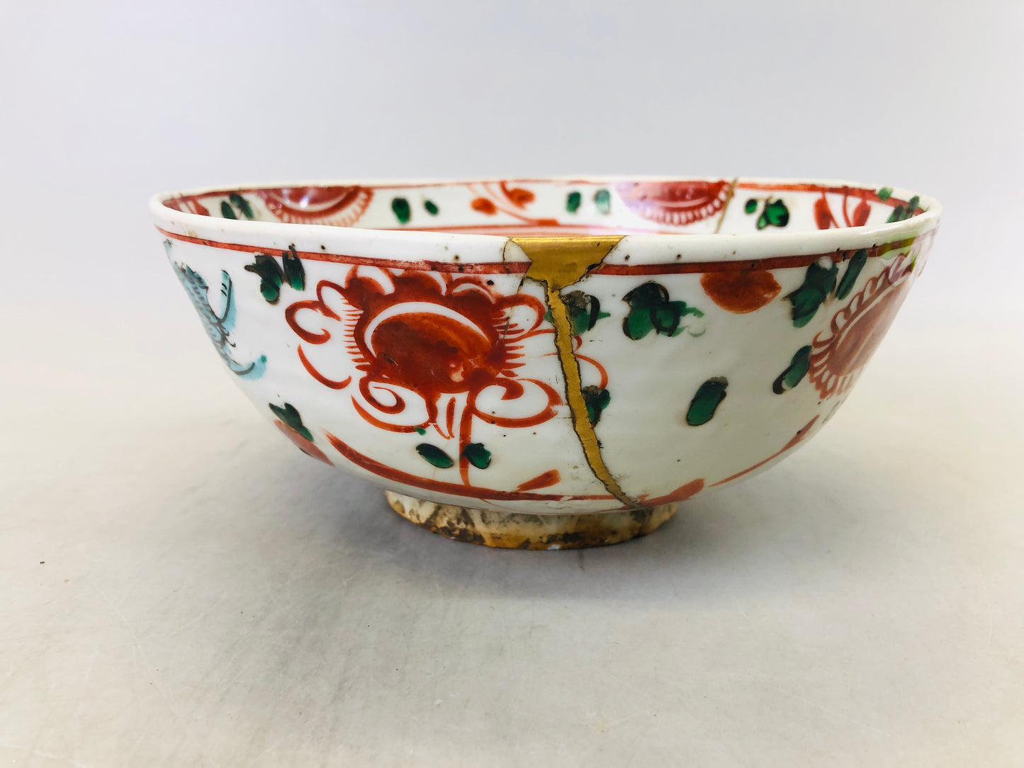 Y6633 [VIDEO] CHAWAN Gosu Akae large bowl kintsugi China pottery antique vintage