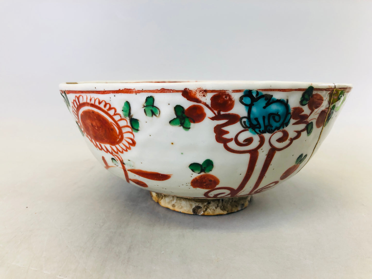 Y6633 [VIDEO] CHAWAN Gosu Akae large bowl kintsugi China pottery antique vintage