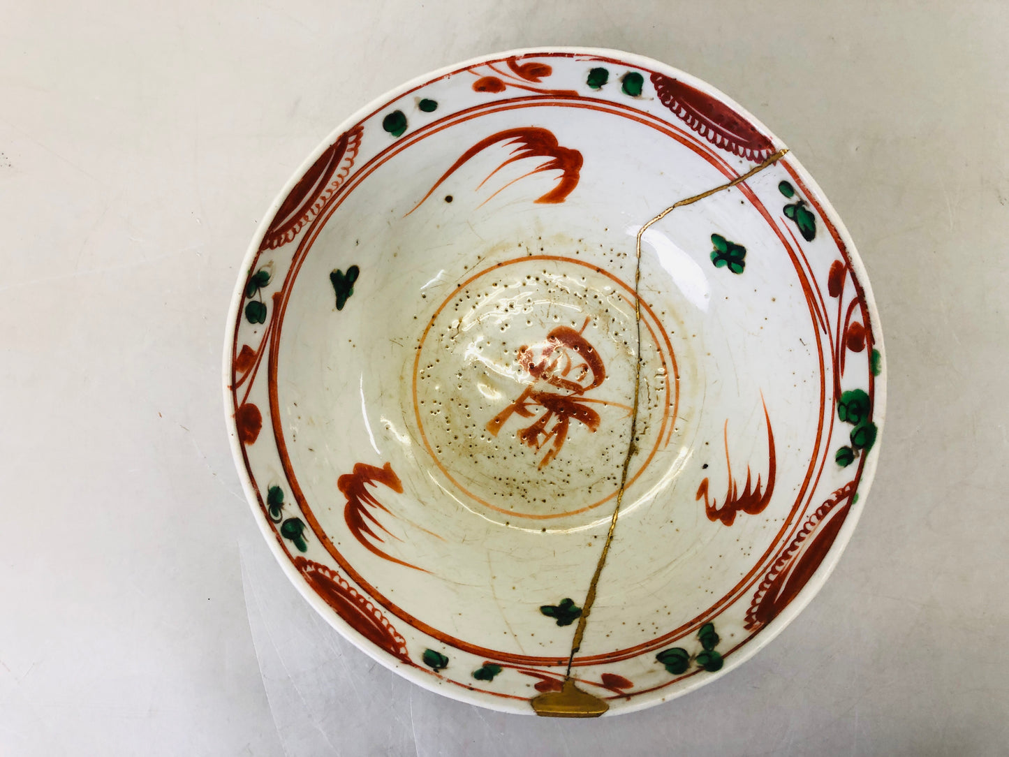 Y6633 [VIDEO] CHAWAN Gosu Akae large bowl kintsugi China pottery antique vintage