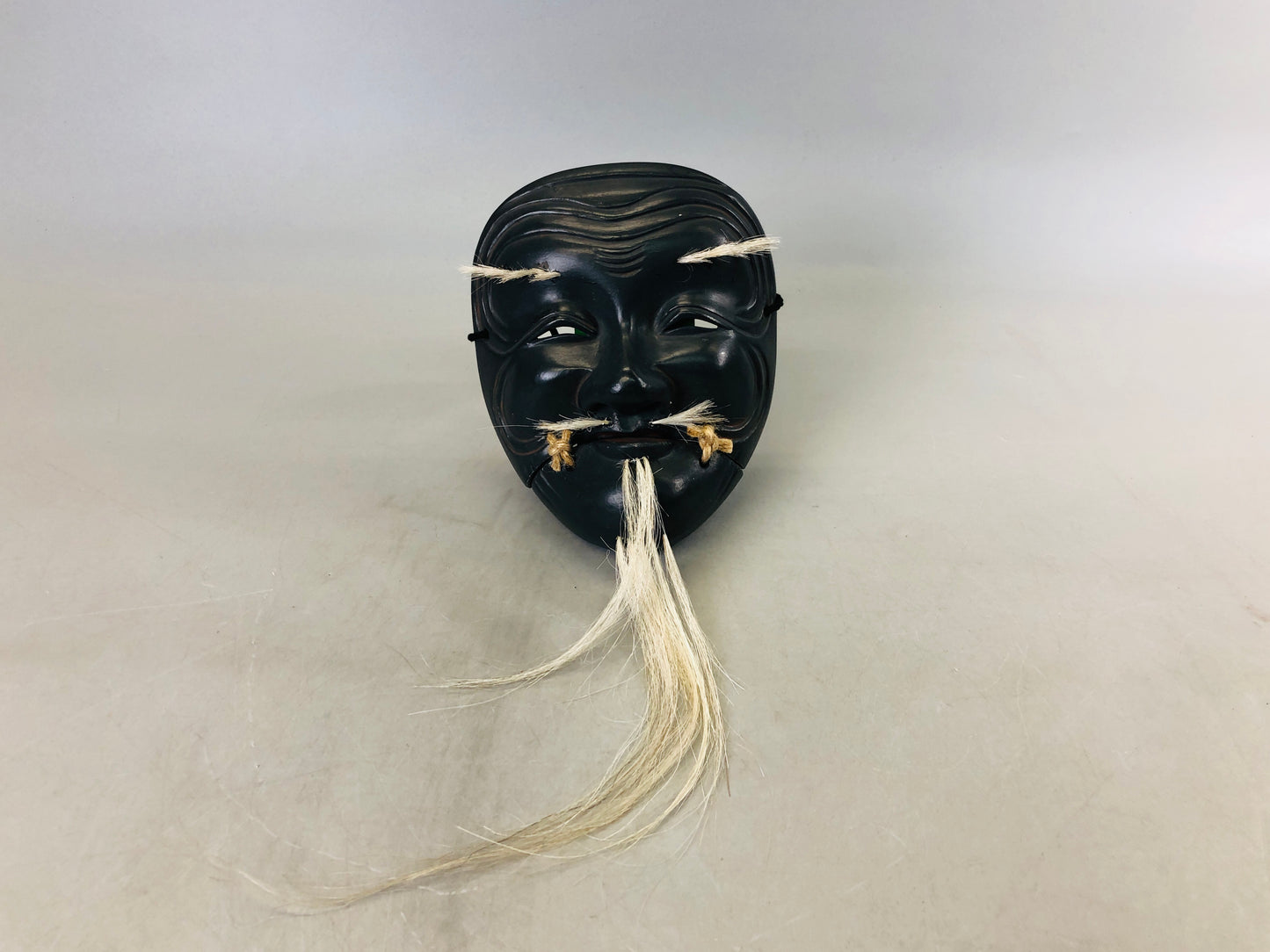 Y6639 [VIDEO] NOH MASK wood carving Kokushikijo signed Japan antique omen interior decor