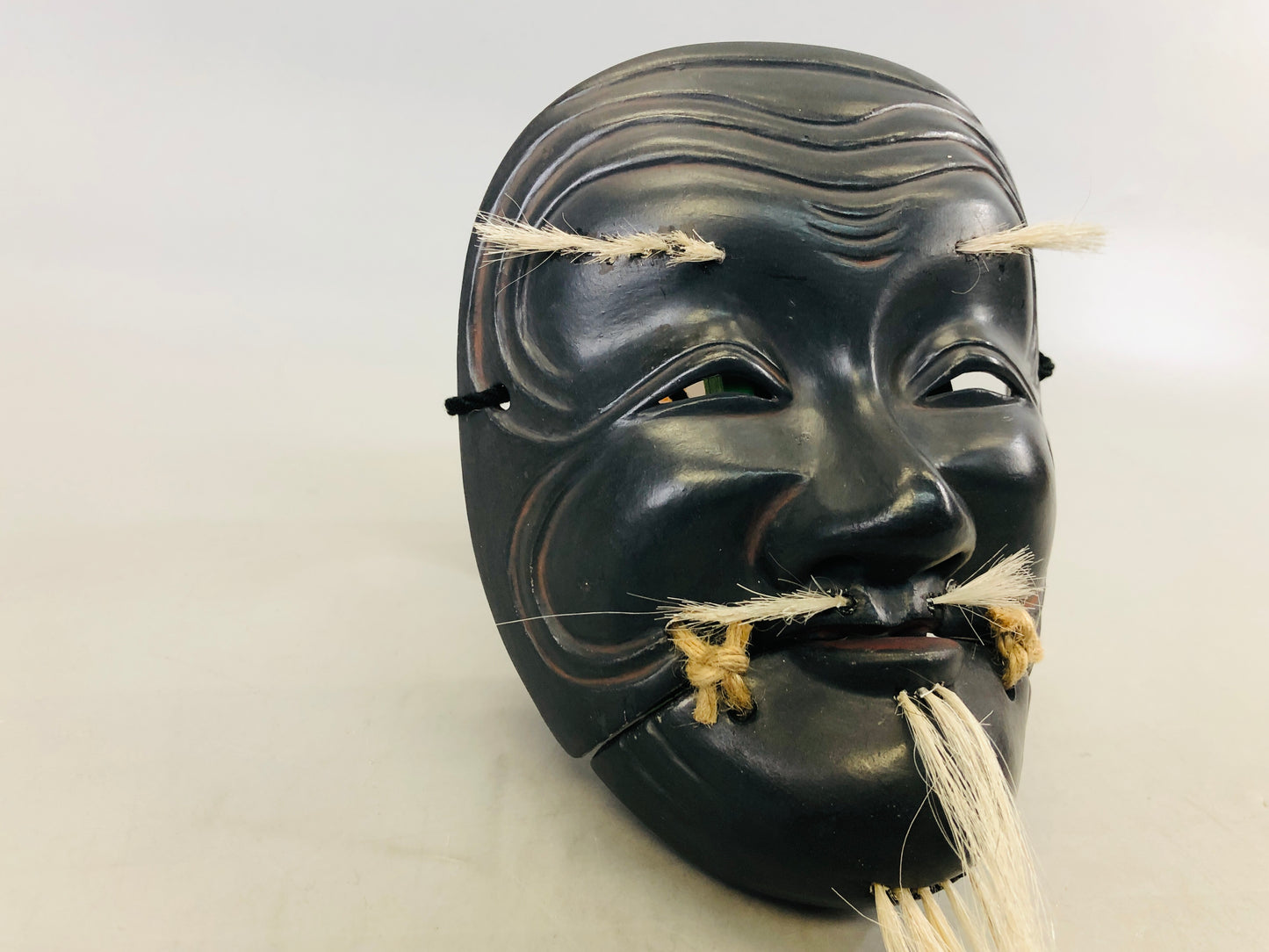 Y6639 [VIDEO] NOH MASK wood carving Kokushikijo signed Japan antique omen interior decor