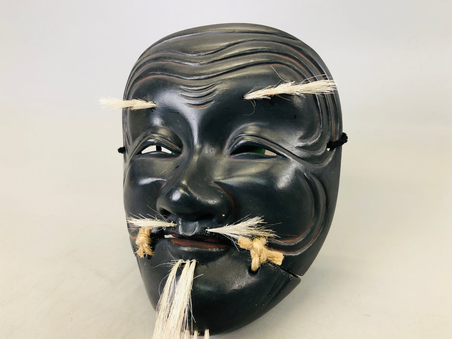 Y6639 [VIDEO] NOH MASK wood carving Kokushikijo signed Japan antique omen interior decor