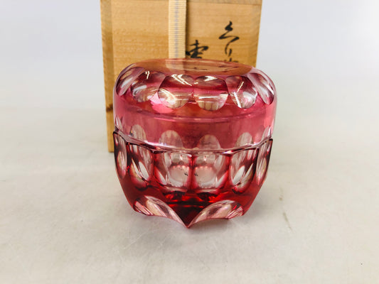 Y6648 [VIDEO]NATUME Crystal Caddy container signed box Japan Tea Ceremony antique case