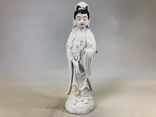 Y6665 [VIDEO] STATUE Kutani-ware Kannon figurine richly colored Japan antique figure