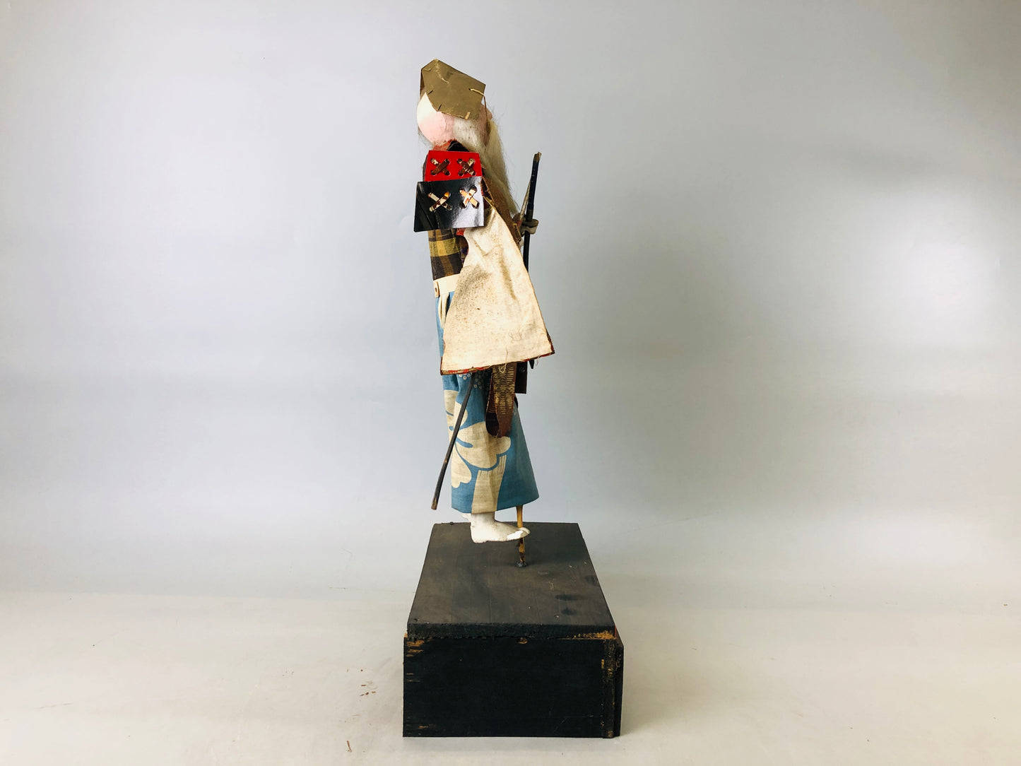 Y6676 [VIDEO] NINGYO Kimekomi doll White haired Samurai figurine box Japan antique decor