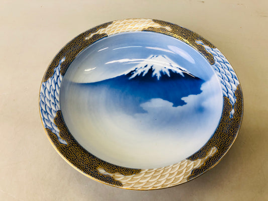 Y6682 [VIDEO] DISH Fukagawa-Seiji Mt.Fuji plate signed Japan antique tableware kitchen