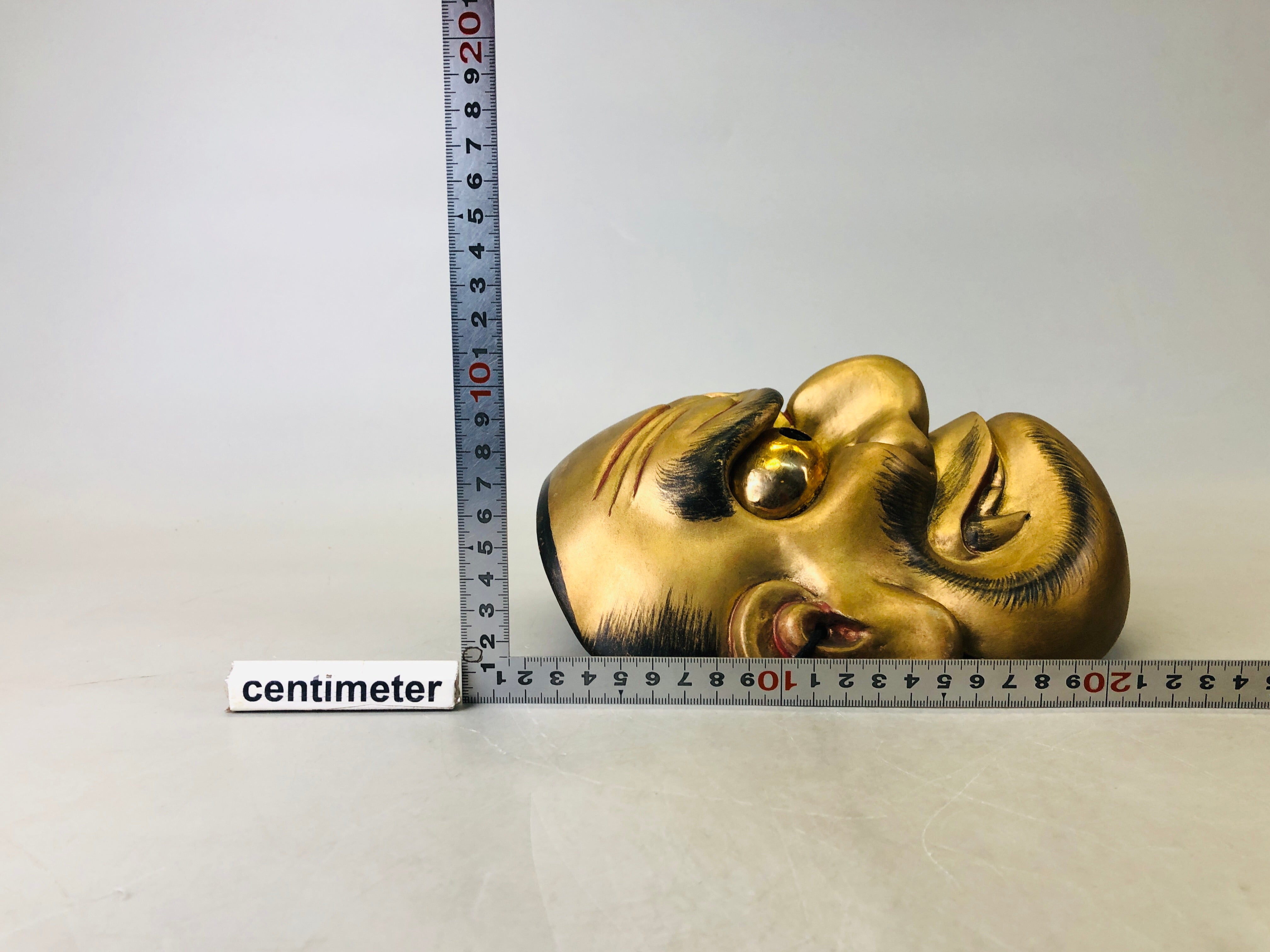 Y6688 [VIDEO] NOH MASK wood carving Kojishi bag Japan antique omen