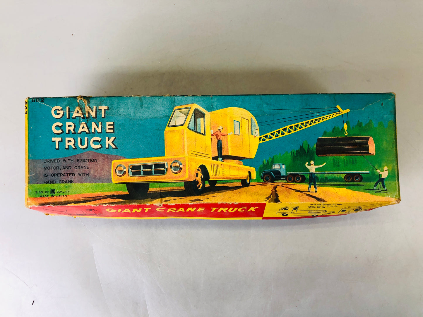 Y6691 [VIDEO] TIN TOY Giant Truck tower crawler Crane vehicle box Japan antique vintage