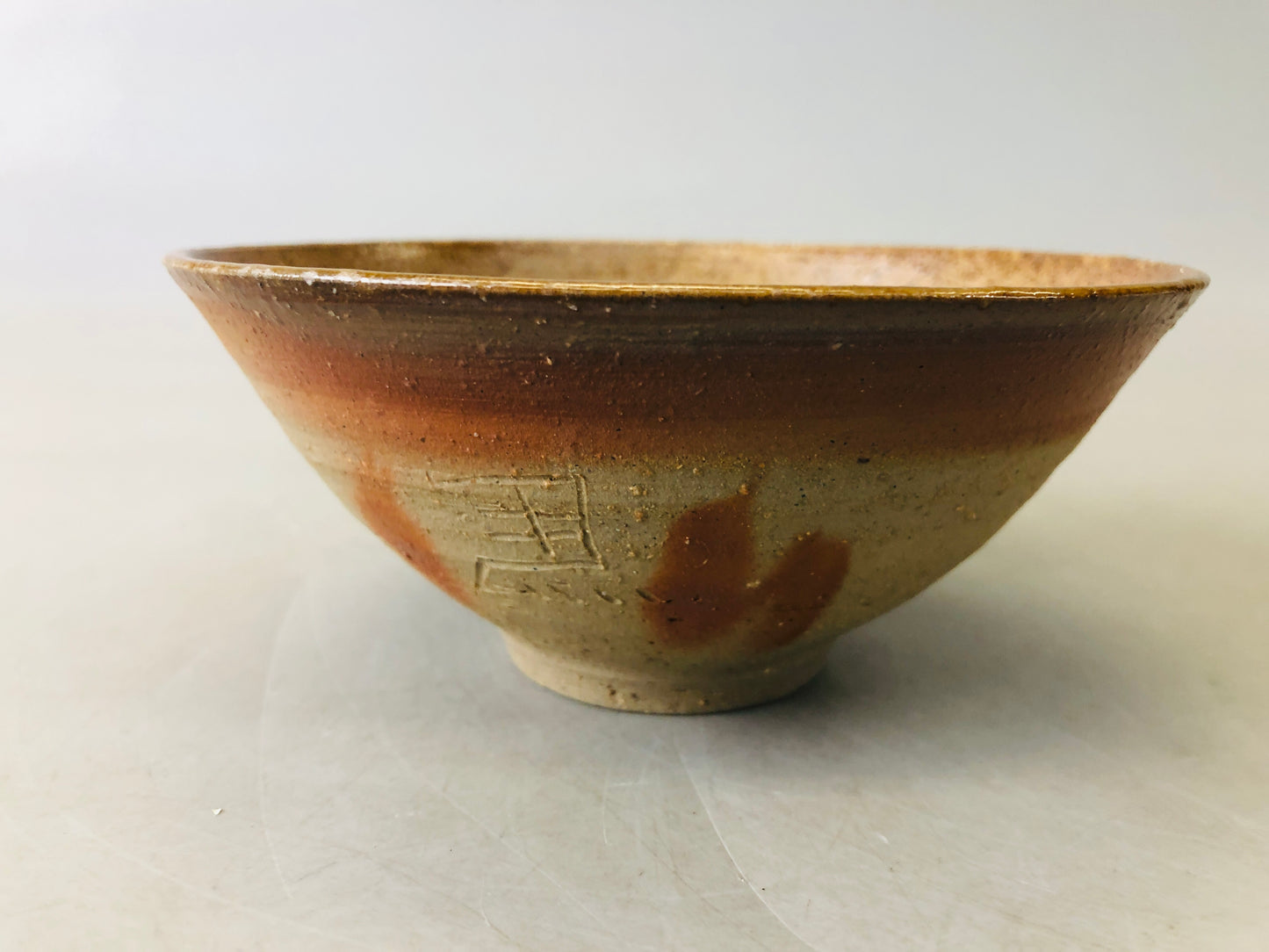 Y6697 [VIDEO] CHAWAN Bizen-ware signed Japan antique tea ceremony pottery bowl cup