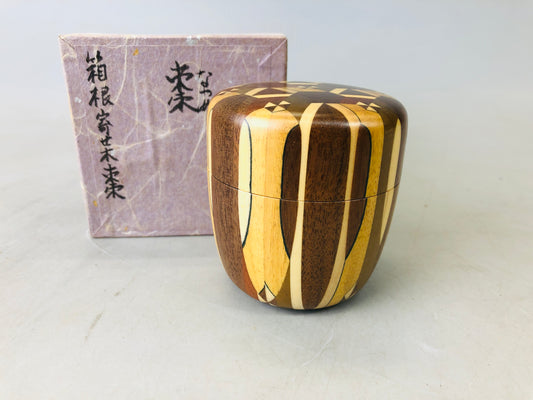 Y6702 [VIDEO] NATUME Hakone woodwork Parquet Caddy signed Japan Tea Ceremony antique