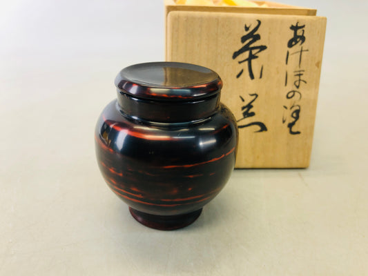 Y6727 [VIDEO] TEA CADDY Akebono lacquer container signed box Japan Tea Ceremony antique