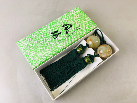 Y6732 [VIDEO] FUCHIN Onyx striped Agate box Japan antique kakejiku Hanging Scroll Weight