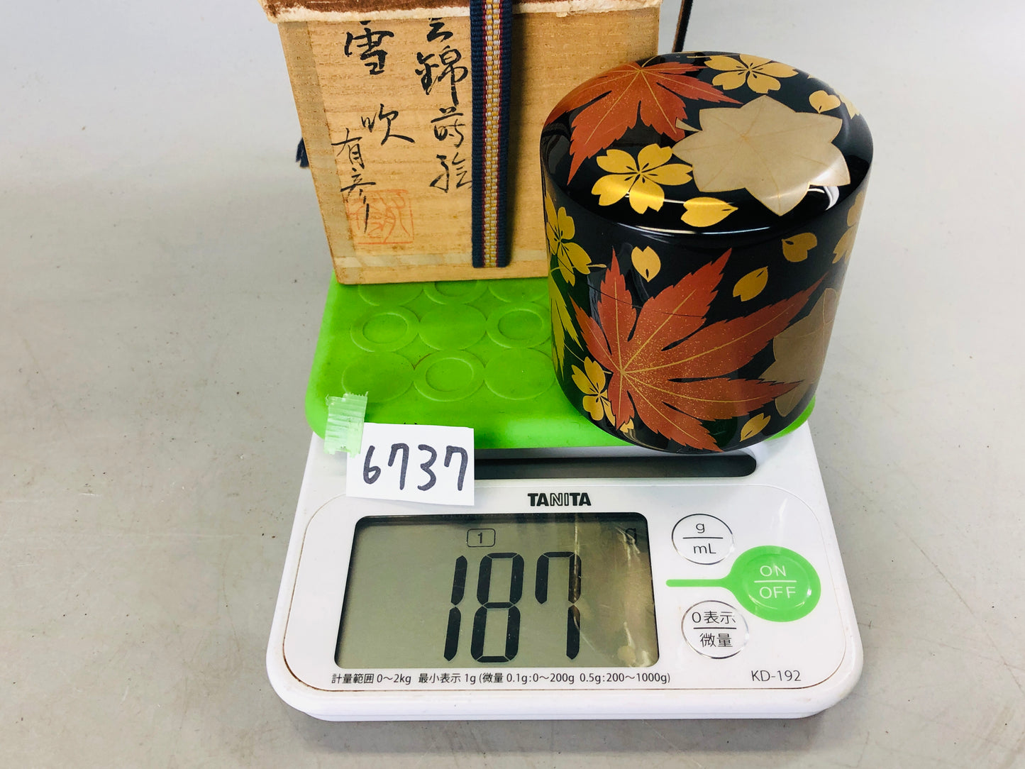 Y6737 [VIDEO] NATUME Makie Caddy container signed box Japan Tea Ceremony antique case