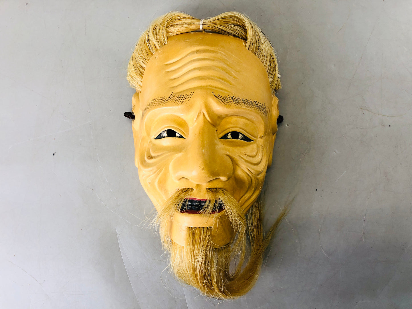 Y6741 [VIDEO] NOH MASK wood carving Shiwajou signed Japan antique omen interior decor