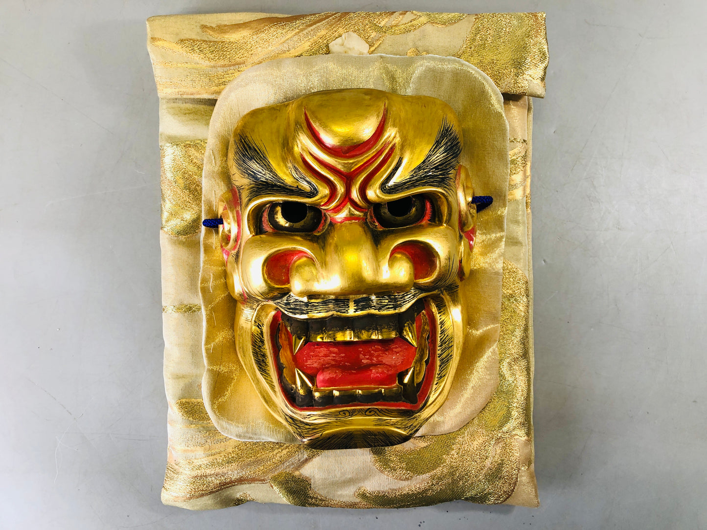 Y6754 [VIDEO] NOH MASK wood carving Shishiguchi signed Japan antique omen dance drama