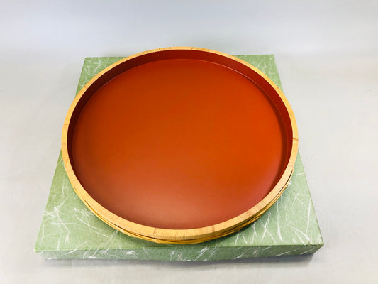 Y6759 [VIDEO] TRAY Vermilion painting box Cedar wood Japan antique obon ozen tableware