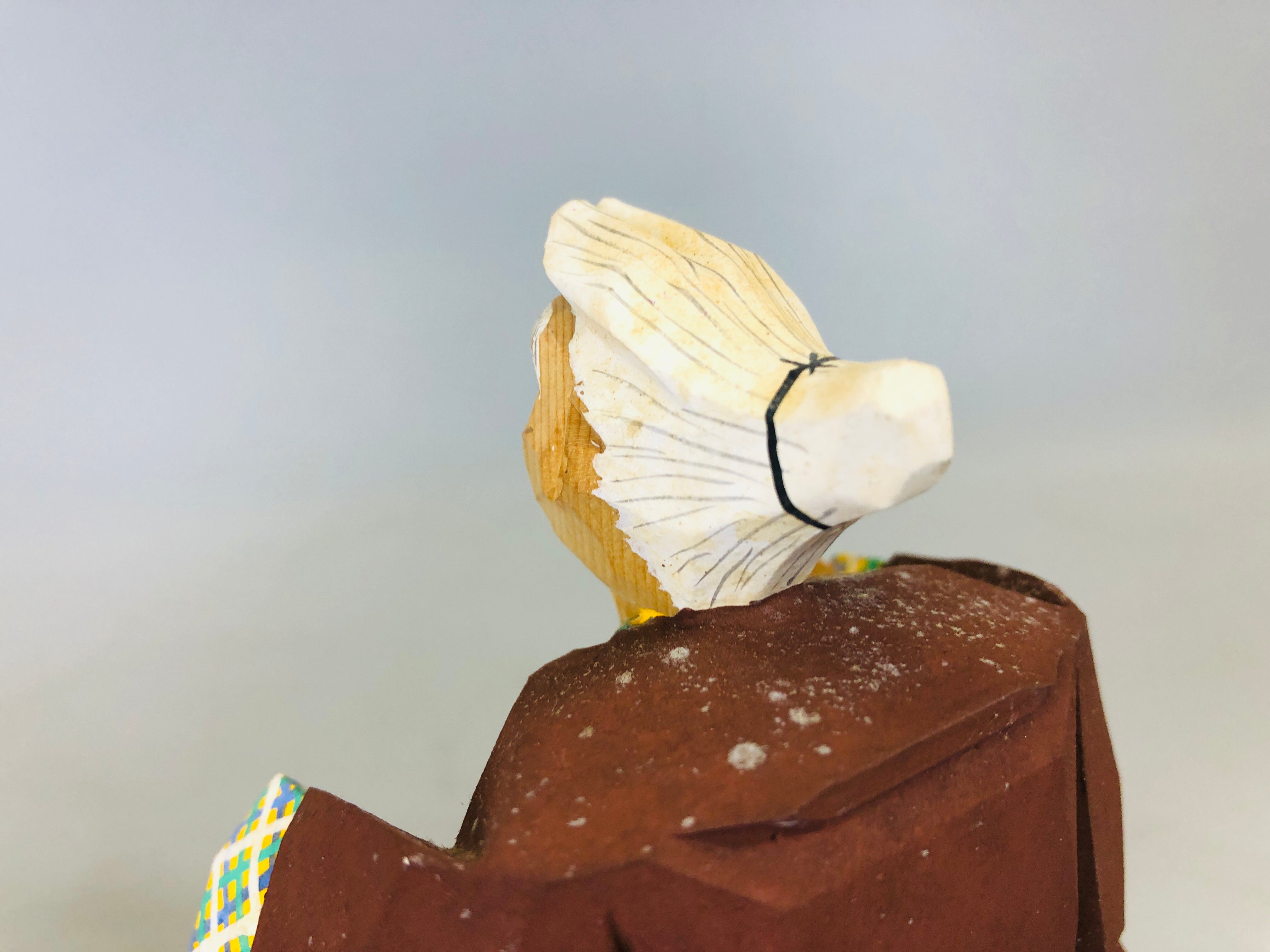 Y6767 [VIDEO] OKIMONO wood carving Takasago figurine signed
