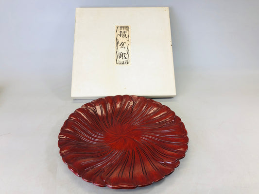 Y6769 [VIDEO] TRAY Kamakura carving signed Japan antique obon ozen tableware kitchen