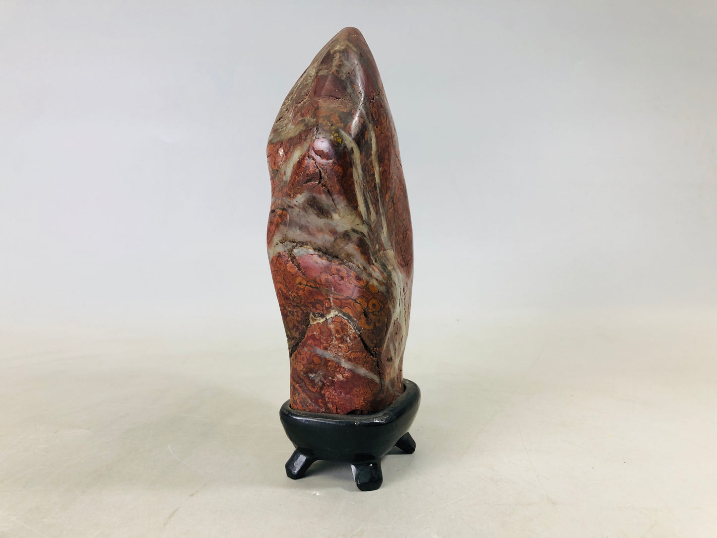 Y6778 [VIDEO] OKIMONO Suiseki viewing stone sooden stand Japan antique interior decor