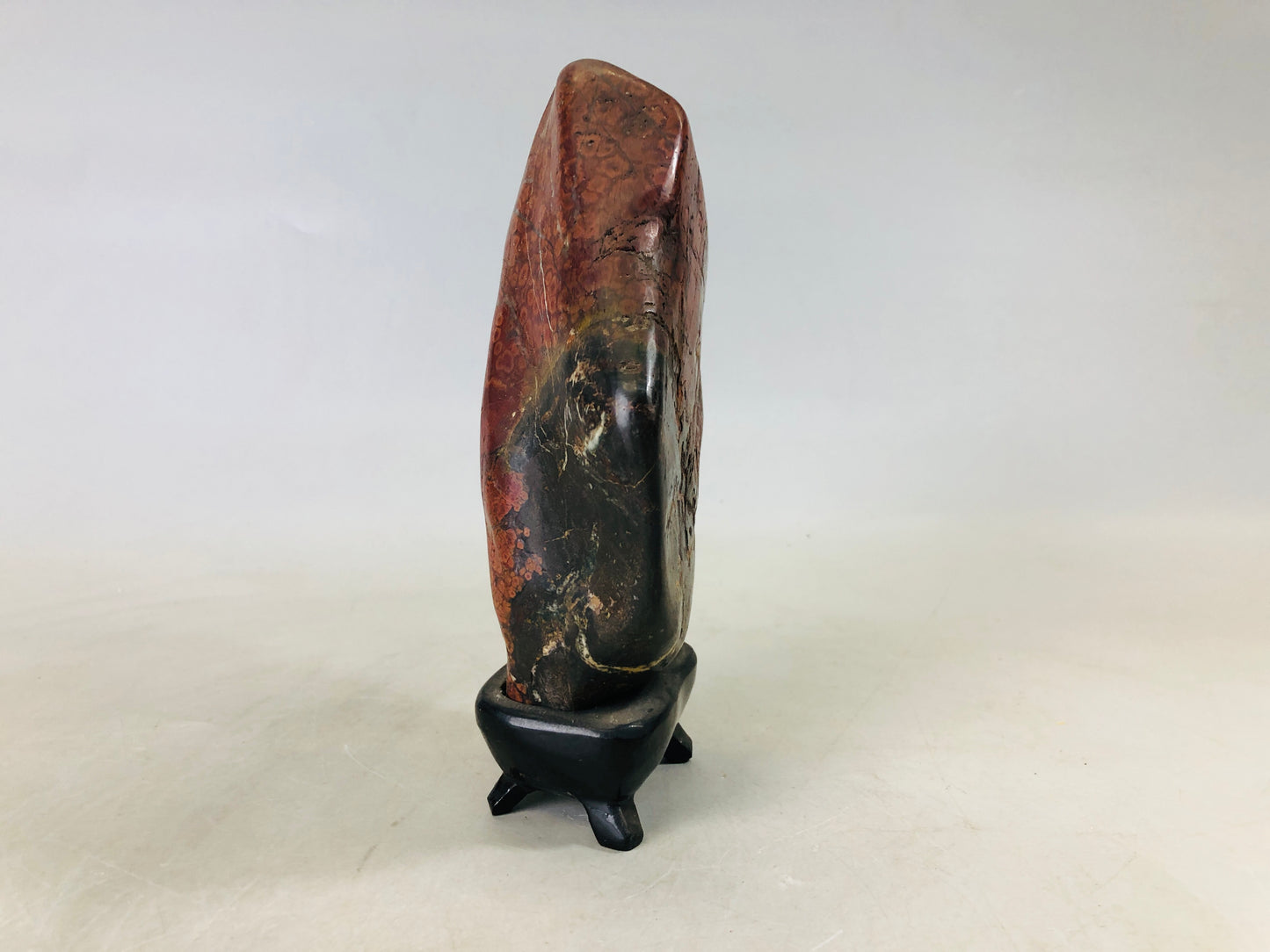 Y6778 [VIDEO] OKIMONO Suiseki viewing stone sooden stand Japan antique interior decor