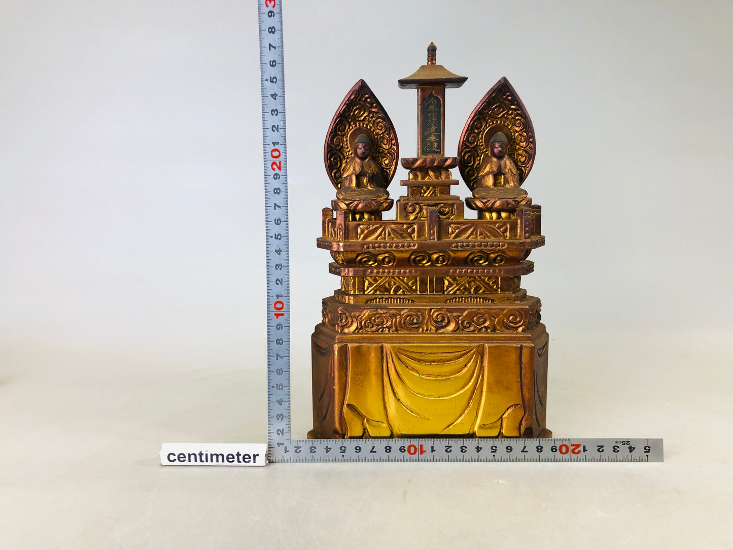 Y6779 [VIDEO] STATUE wood carving Buddha figure gold painting Japan antique interior