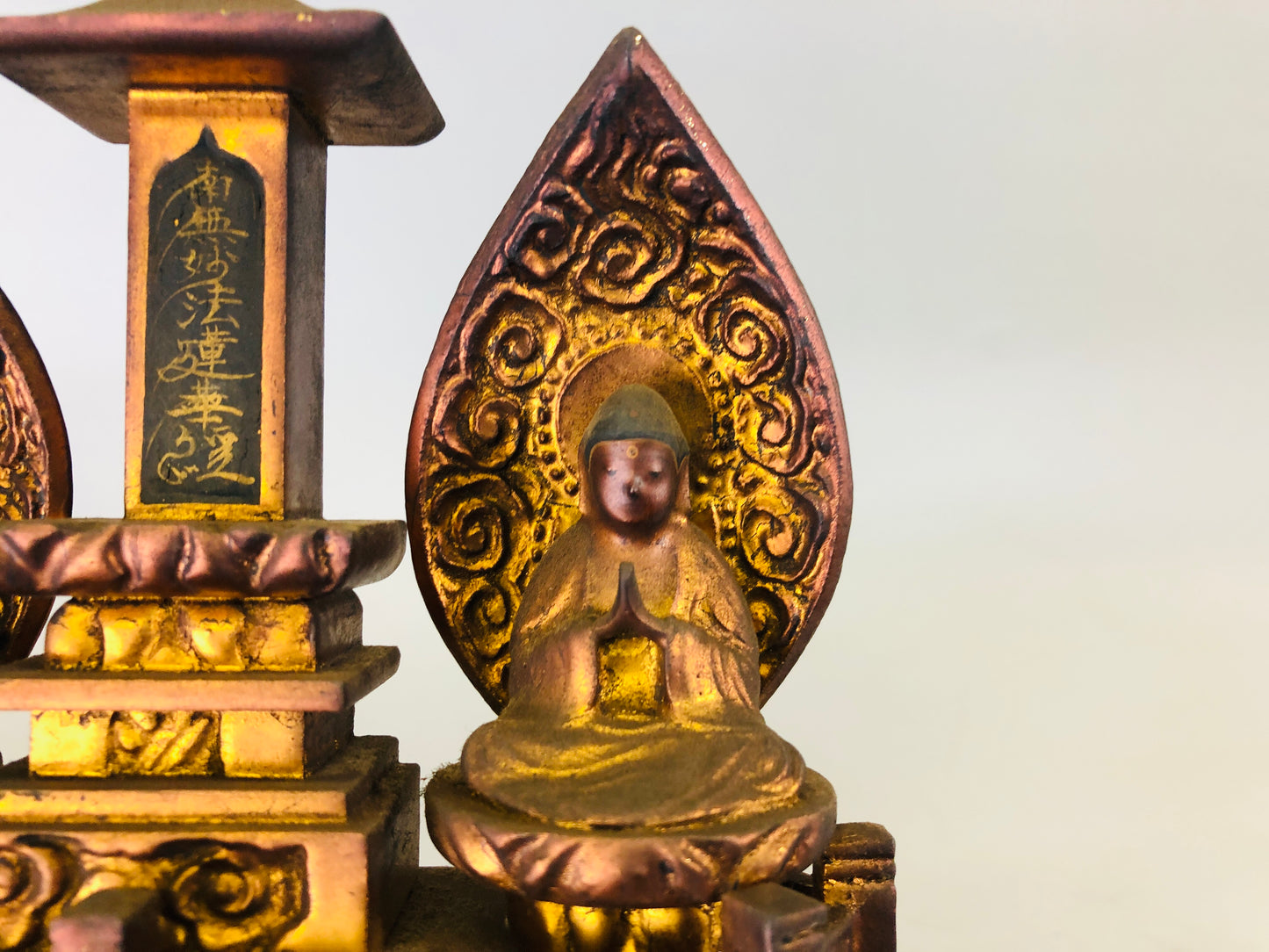 Y6779 [VIDEO] STATUE wood carving Buddha figure gold painting Japan antique interior