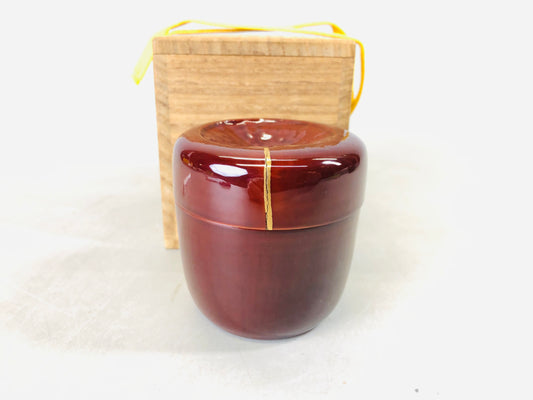 Y6782 [VIDEO] NATUME Bamboo Caddy lacquered kintsugi Japan Tea Ceremony antique case